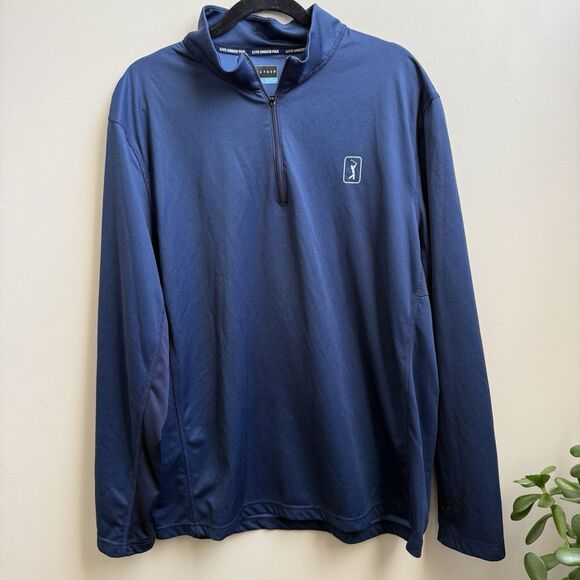 PGA Tour Men's Long-Sleeve 1/4-Zip Shirt Blue Polyester Size XL - Picture 1 of 4